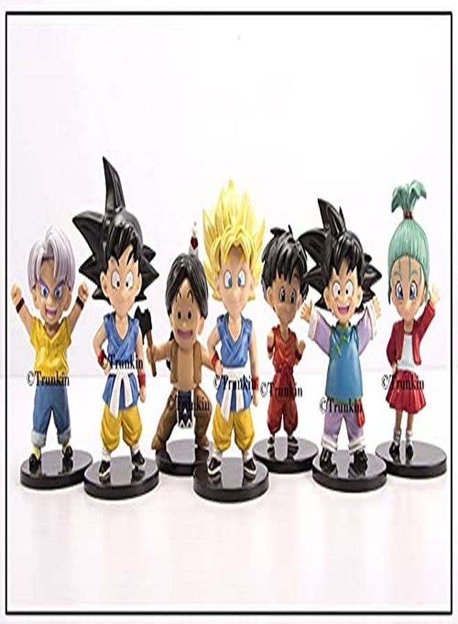 Trunkin Dbz Set Of 7 Action Figures Childhood Ver. 10 cms Anime Figurines Super Saiyan Goten Trunks Pan Vegeta Dolls Toys Anime Dbz Polyvinyl Chloride Collectible Model Toy,Multicolor - Image 5